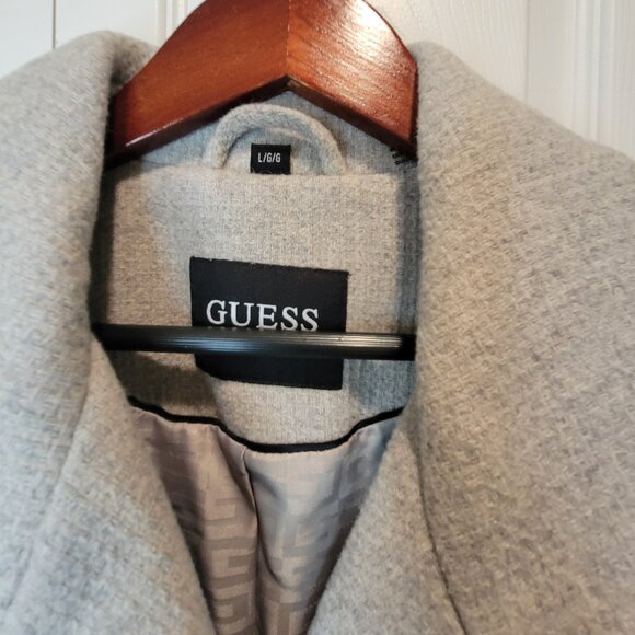 GUESS Wool Blend Doublebreasted Gray Coat NWOT w/ Silver Buttons - Picture 3 of 16